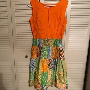 Vintage 1960s Swirl patchwork dress see measurements